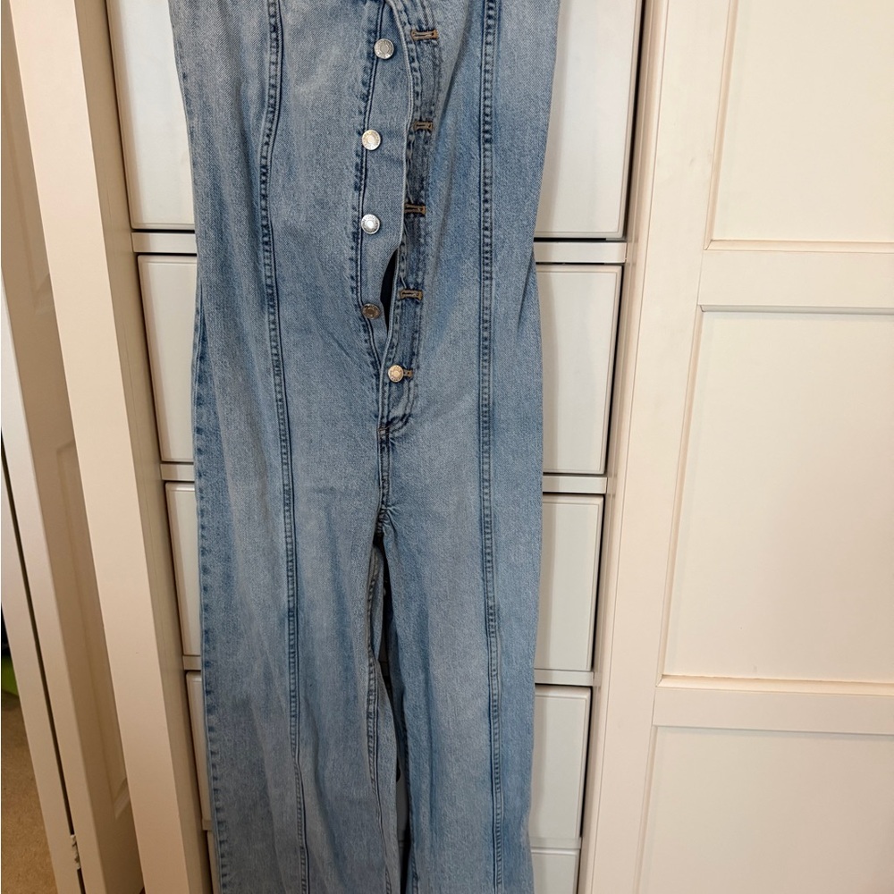 Zara Light Blue Flare Jumpsuit